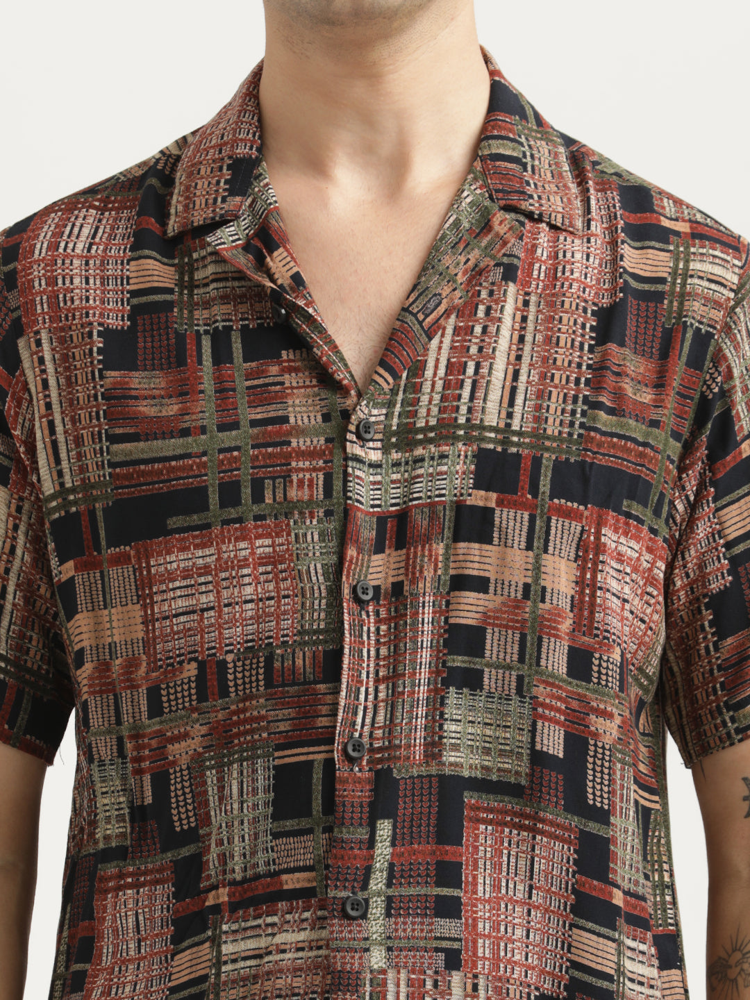 Printed Resort Shirt Maroon