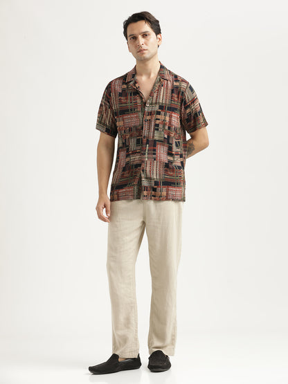 Printed Resort Shirt Maroon