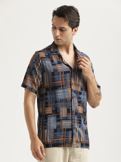 Printed Resort Shirt Royal Blue