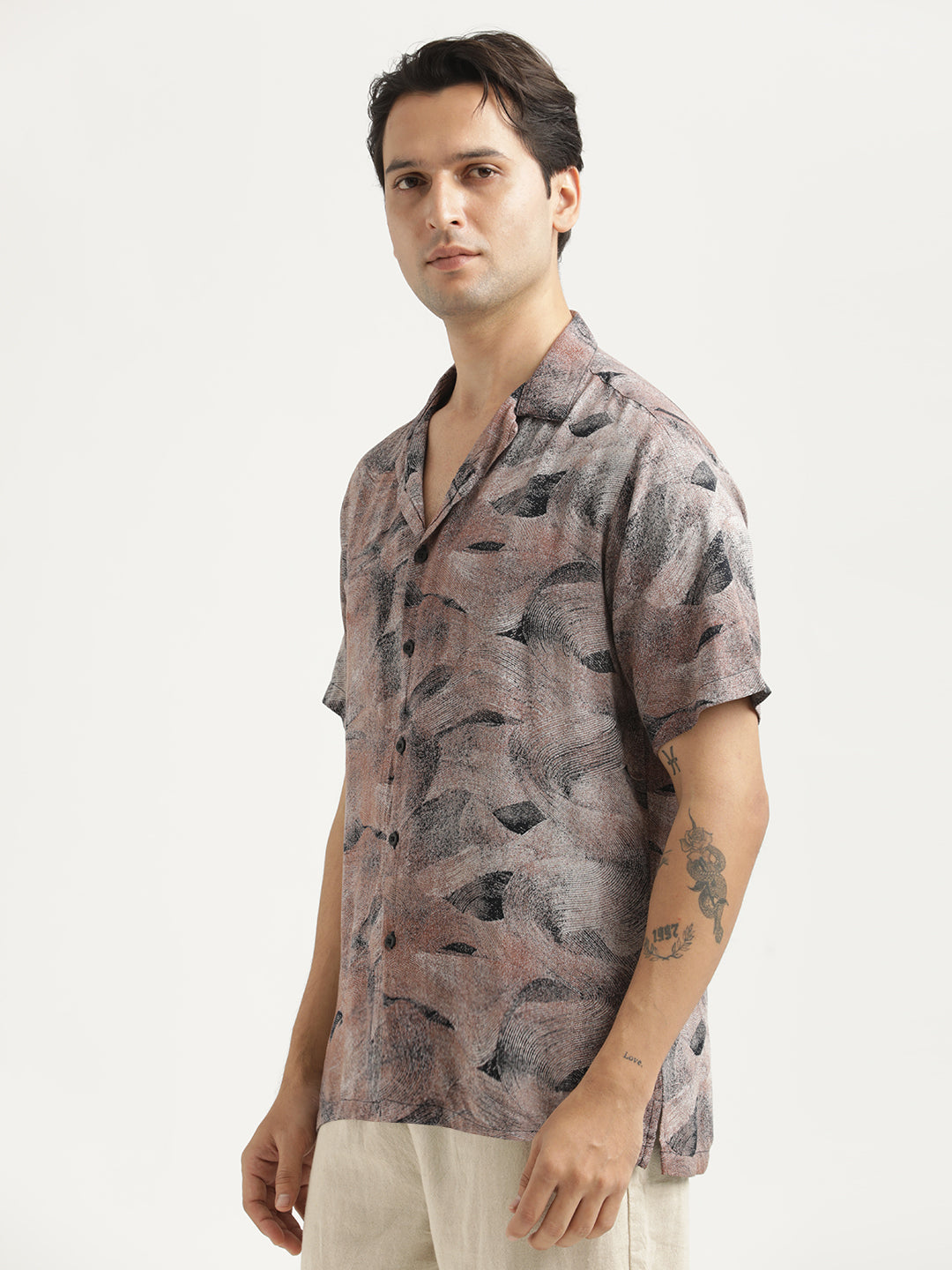 Printed Resort Shirt Lt Brown