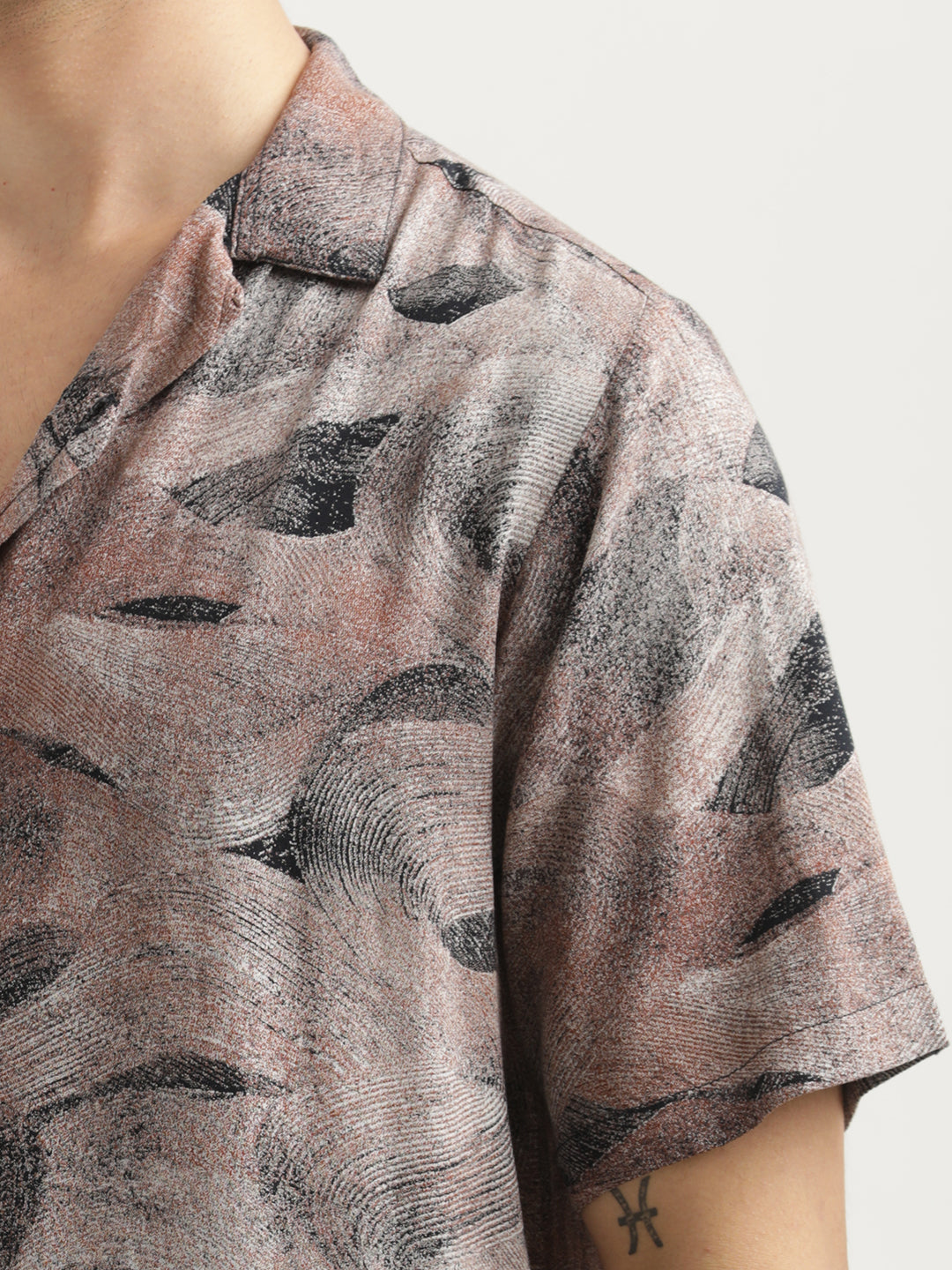 Printed Resort Shirt Lt Brown