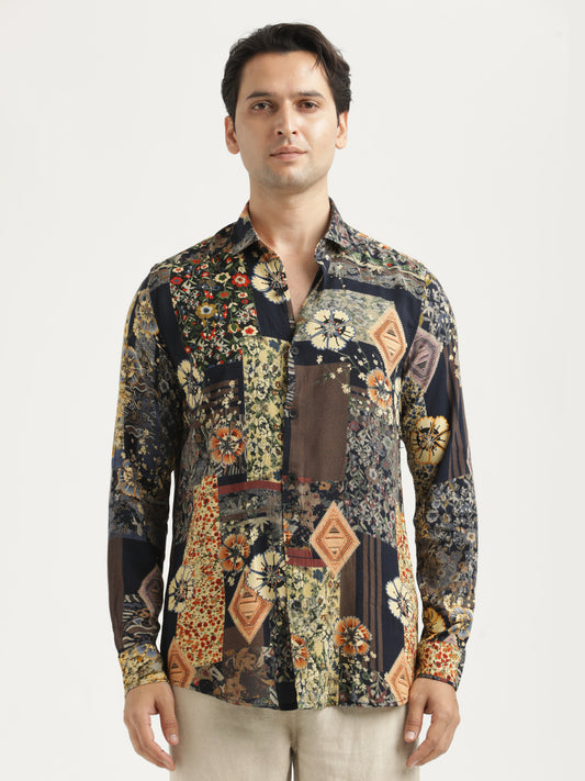 Printed Viscose Shirt Lt Cream