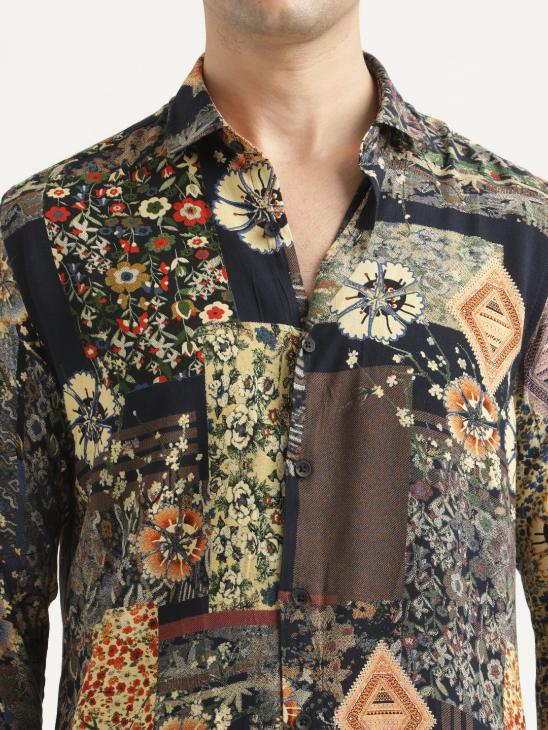 Printed Viscose Shirt Lt Cream