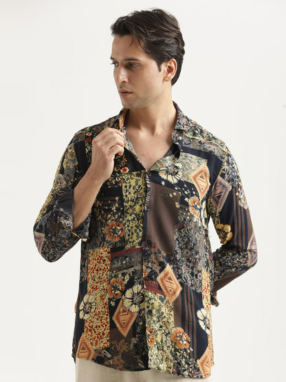 Printed Viscose Shirt Lt Cream