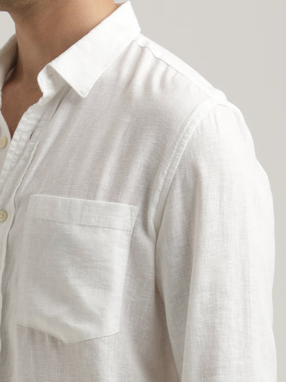 Linen-Cotton Blend Shirt White