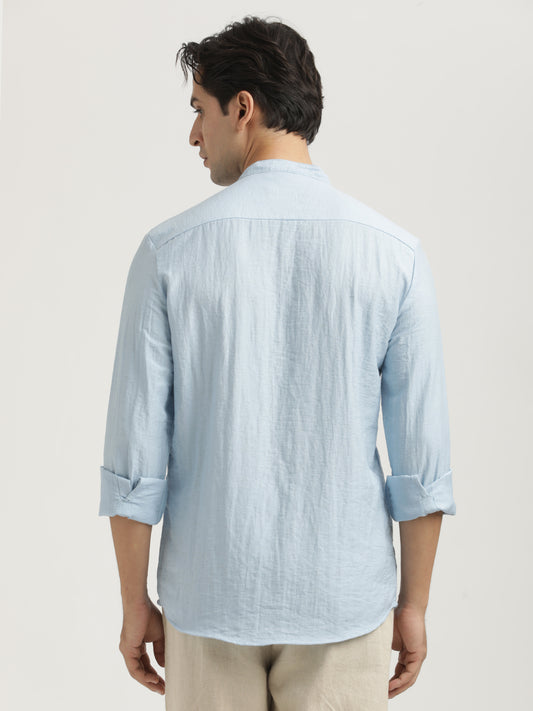 Mandarin Collar Nylon Shirt Sky blue