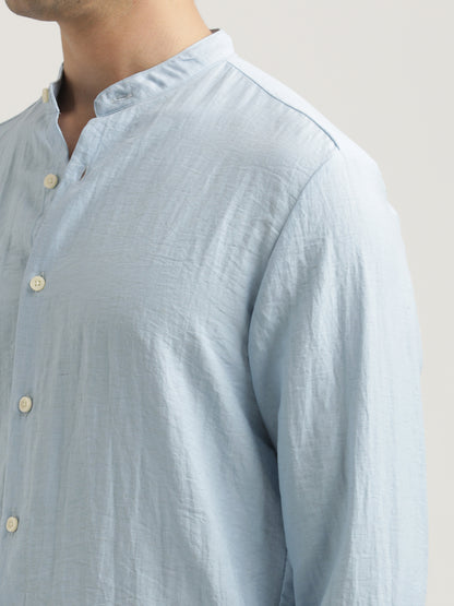 Mandarin Collar Nylon Shirt Sky blue