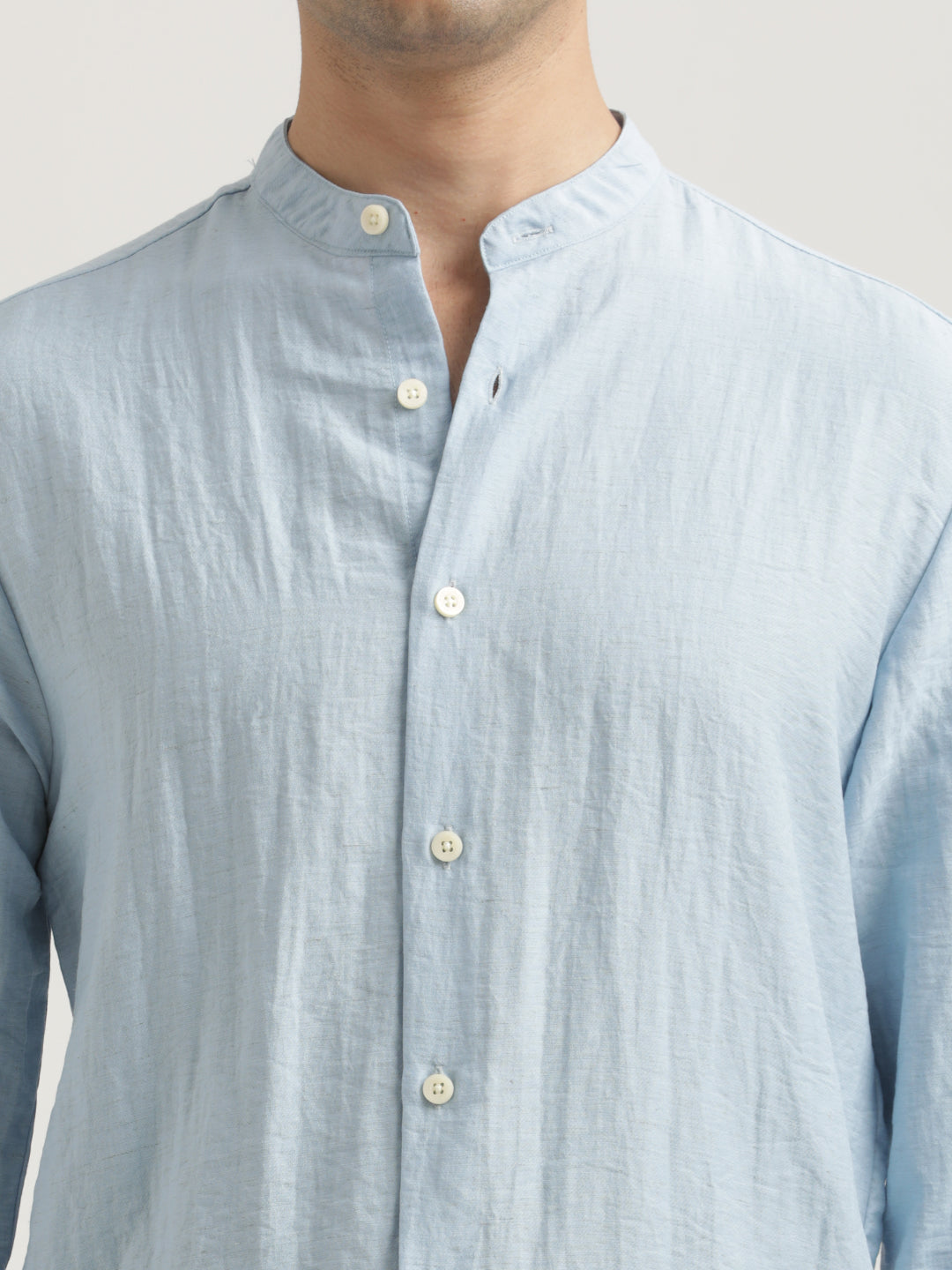 Mandarin Collar Nylon Shirt Sky blue