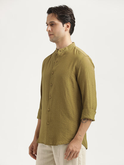 Textured Nylon Shirt Olive