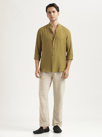 Textured Nylon Shirt Olive