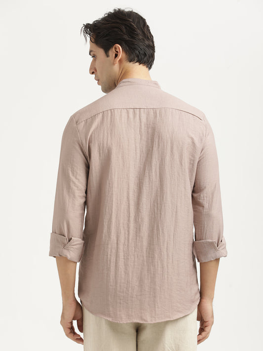Mandarin Collar Nylon Shirt Pink
