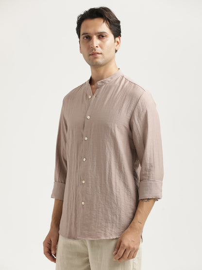 Mandarin Collar Nylon Shirt Pink