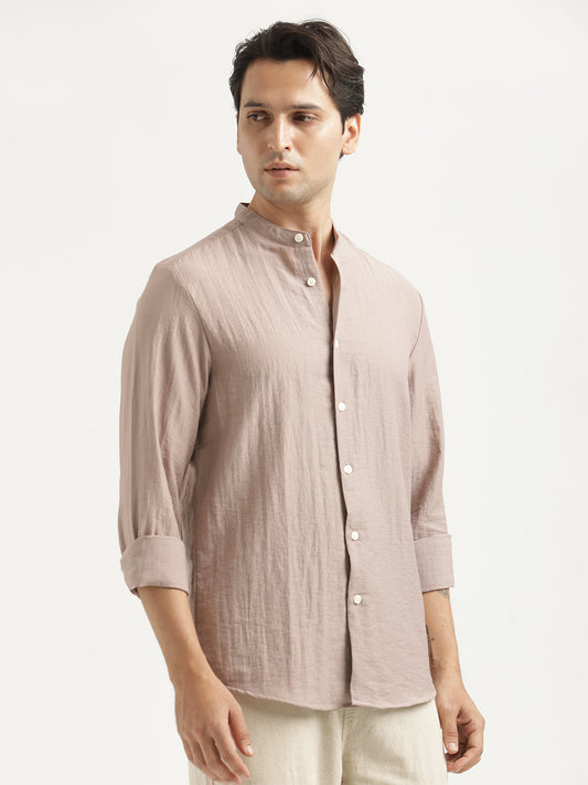 Mandarin Collar Nylon Shirt Pink