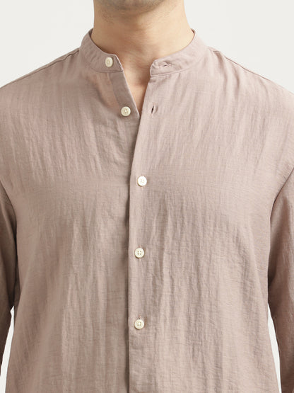 Mandarin Collar Nylon Shirt Pink