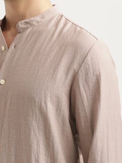 Mandarin Collar Nylon Shirt Pink