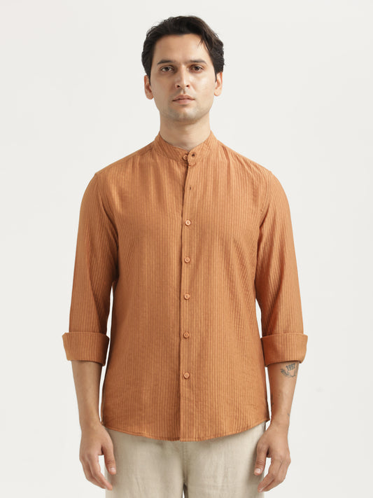 Textured Nylon Shirt Brown