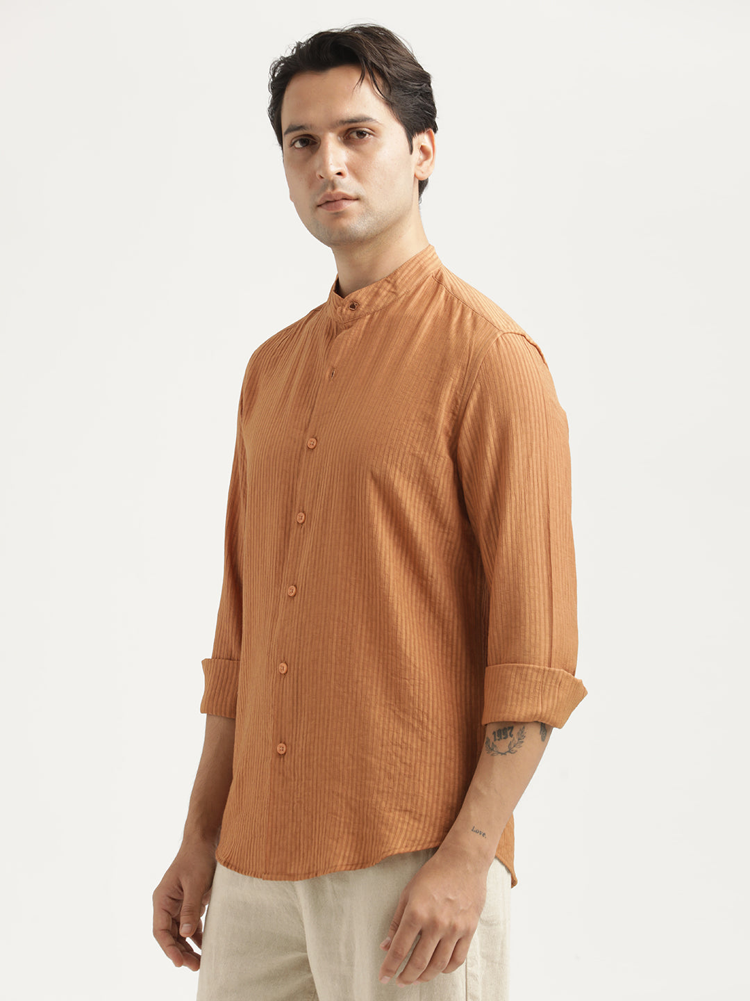Textured Nylon Shirt Brown