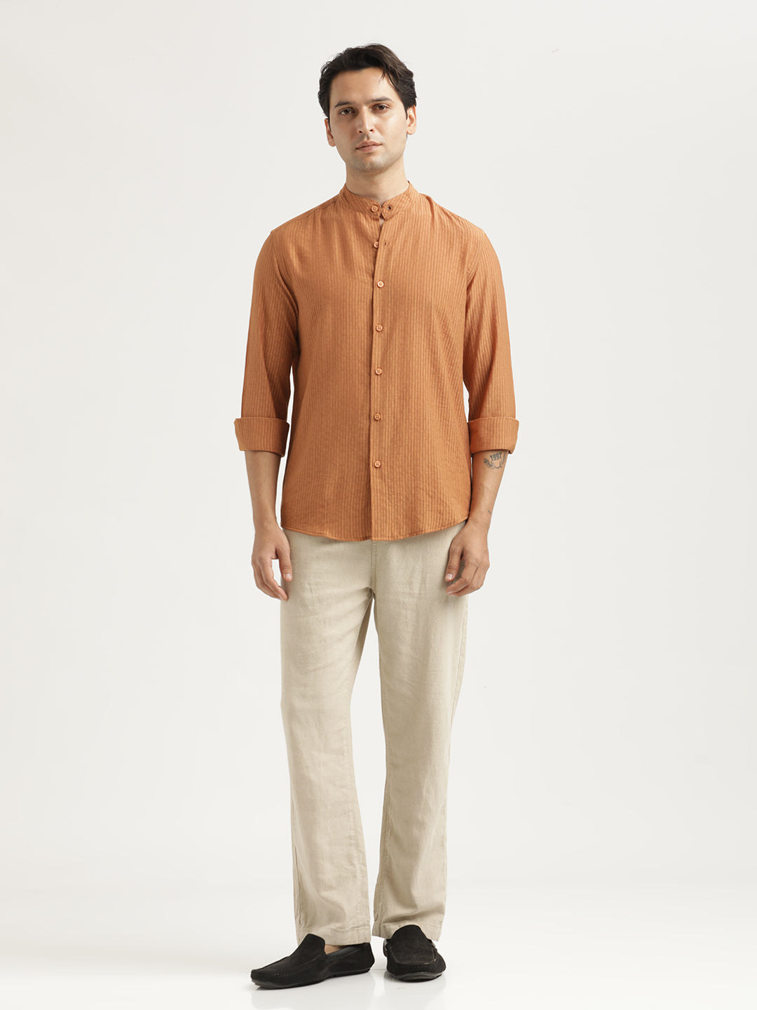 Textured Nylon Shirt Brown