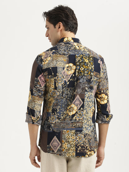 Printed Viscose Shirt Yellow