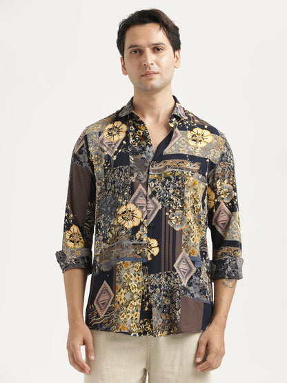 Printed Viscose Shirt Yellow