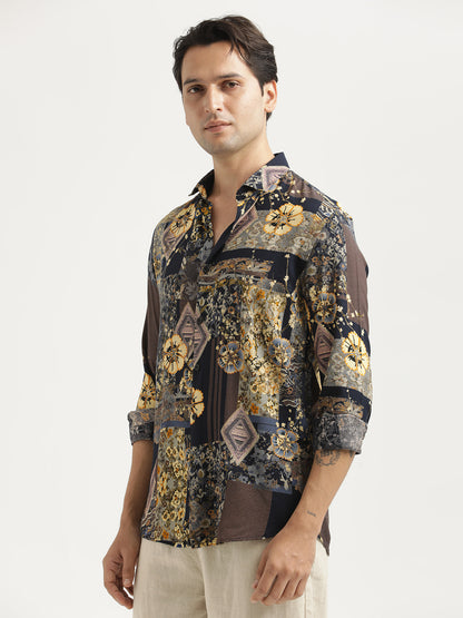 Printed Viscose Shirt Yellow