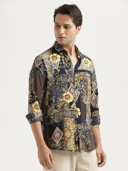 Printed Viscose Shirt Yellow