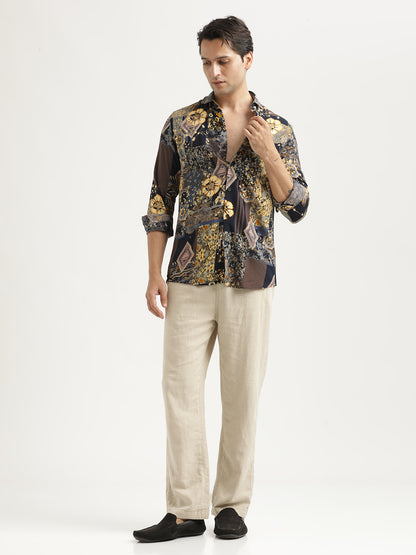 Printed Viscose Shirt Yellow