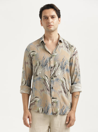 Printed Viscose Shirt Grey