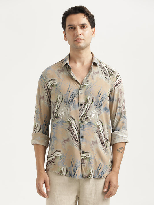 Printed Viscose Shirt Grey