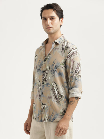 Printed Viscose Shirt Grey