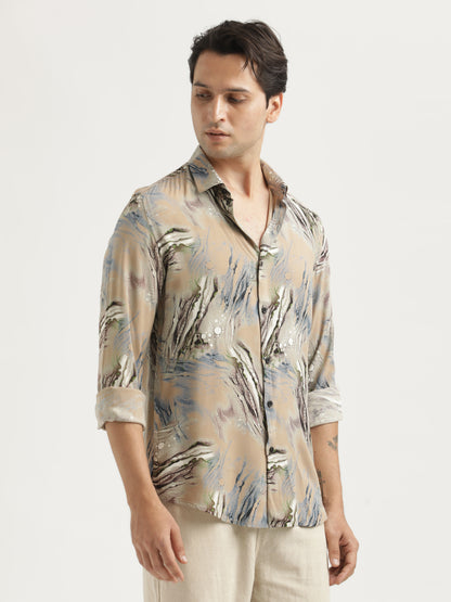 Printed Viscose Shirt Grey