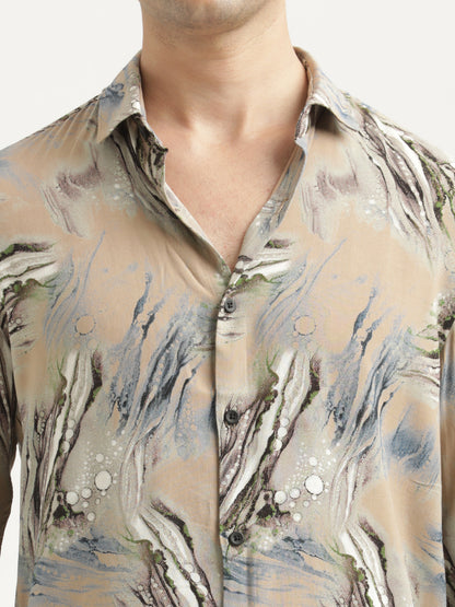 Printed Viscose Shirt Grey
