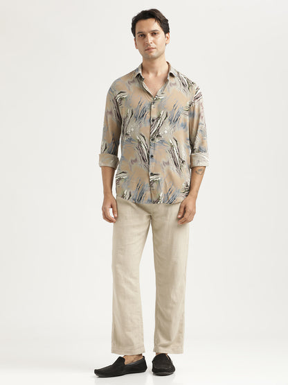 Printed Viscose Shirt Grey