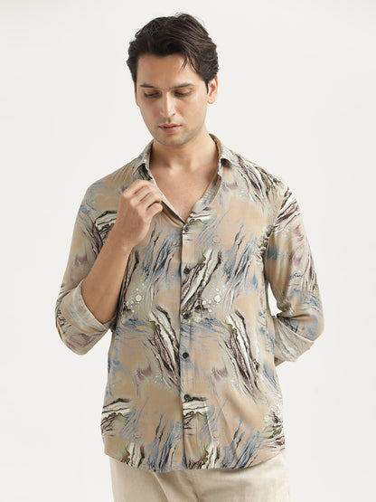 Printed Viscose Shirt Grey