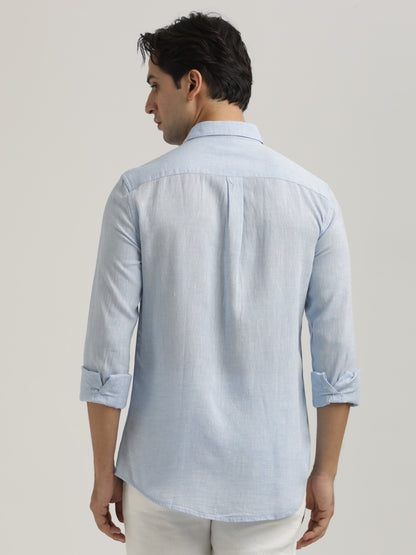 Linen-Cotton Blend Shirt Lt Blue