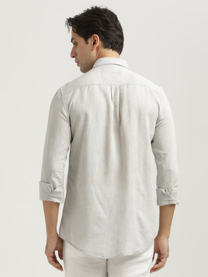 Linen-Cotton Blend Shirt Lt Grey