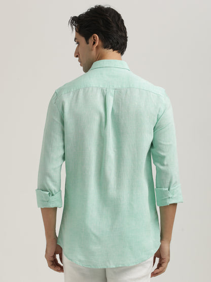Linen-Cotton Blend Shirt Lt Green