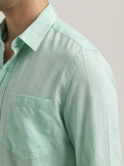 Linen-Cotton Blend Shirt Lt Green