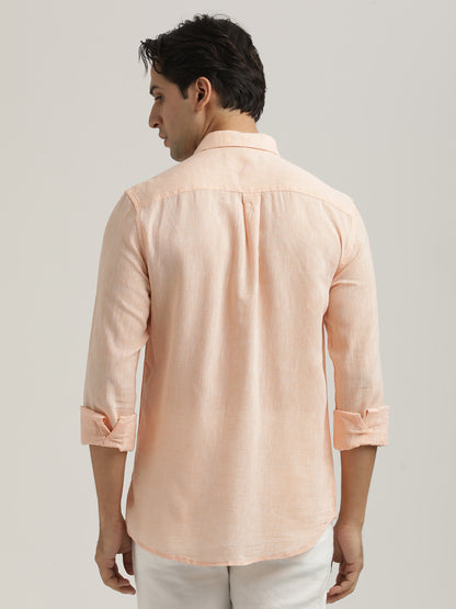Linen-Cotton Blend Shirt Orange