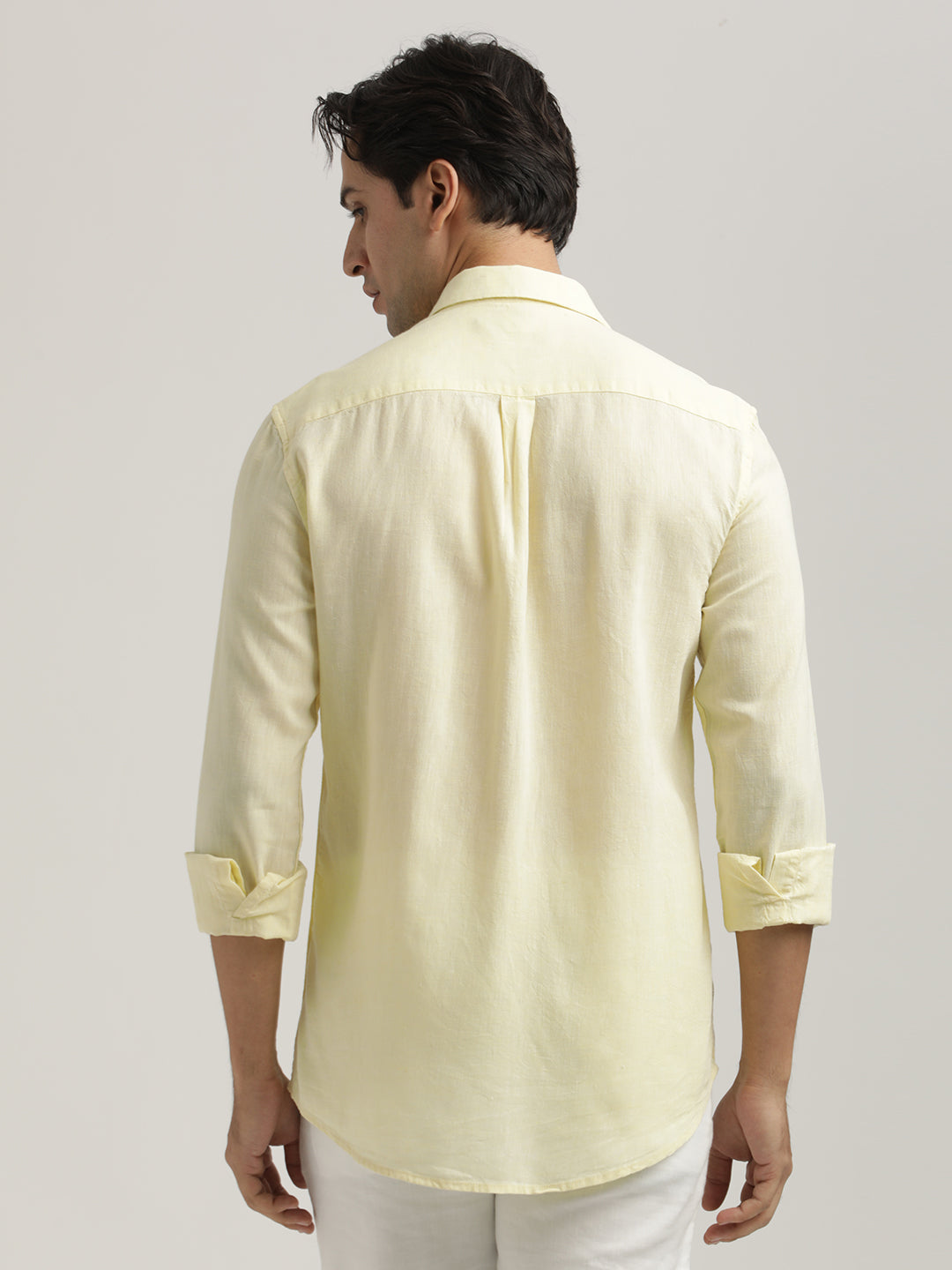 Linen-Cotton Blend Shirt Yellow