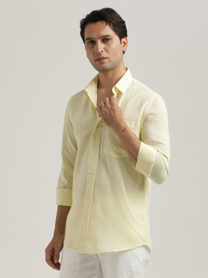 Linen-Cotton Blend Shirt Yellow
