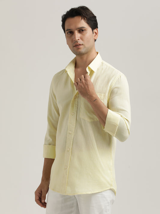 Linen-Cotton Blend Shirt Yellow