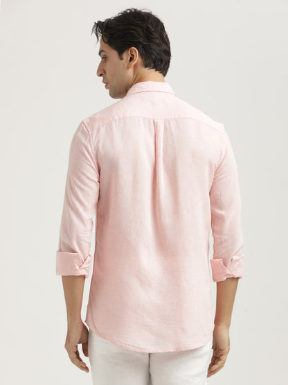 Linen-Cotton Blend Shirt Pink
