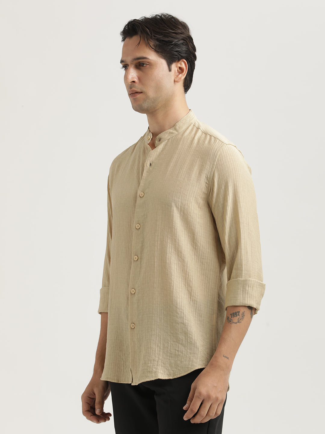 Textured Nylon Shirt Cream
