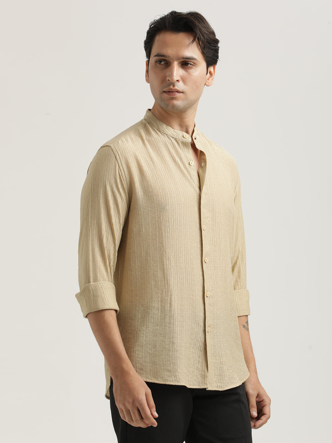 Textured Nylon Shirt Cream