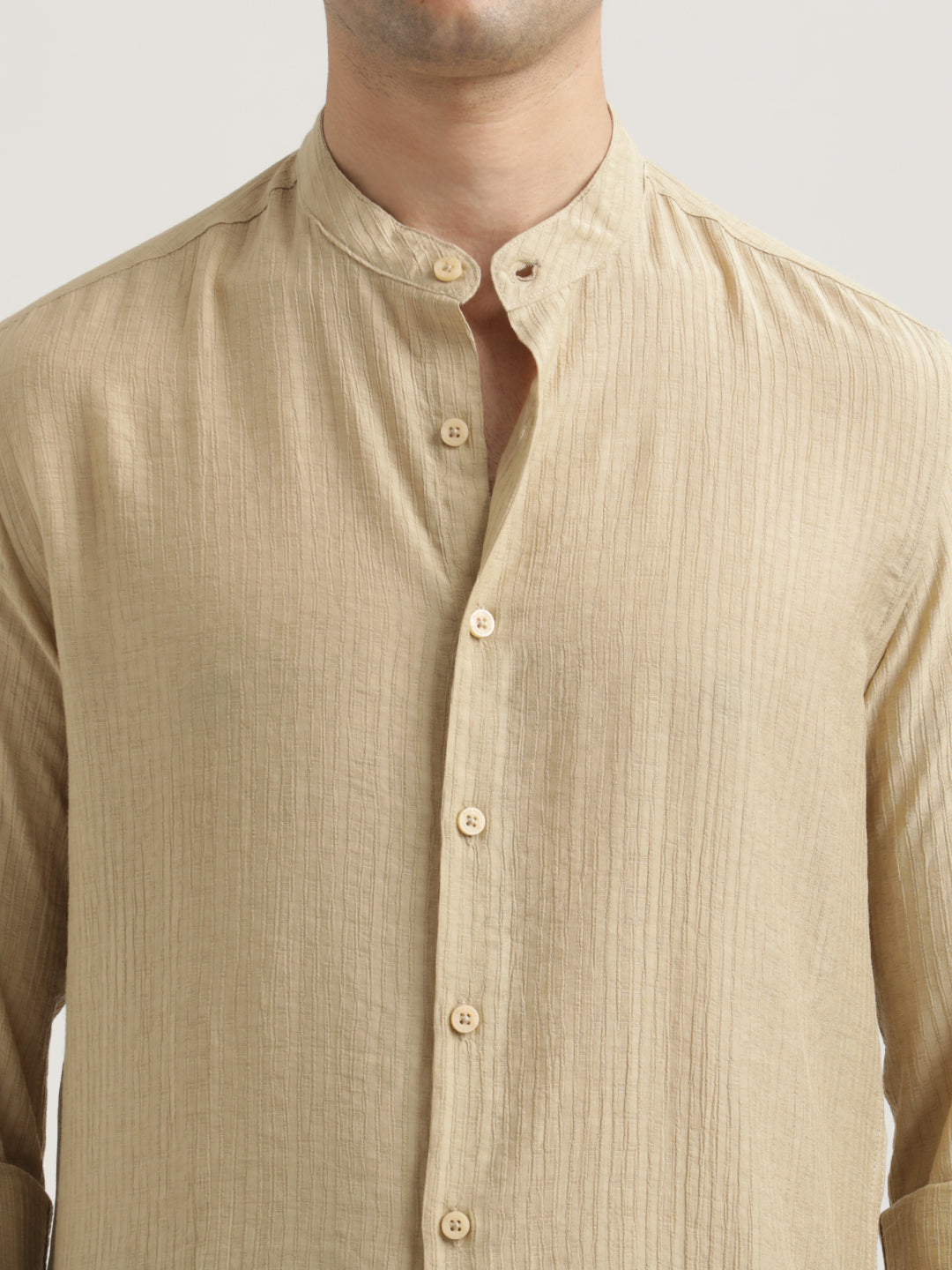Textured Nylon Shirt Cream