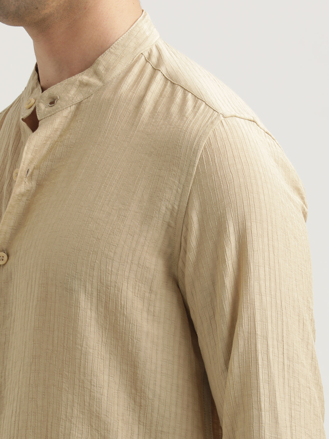 Textured Nylon Shirt Cream