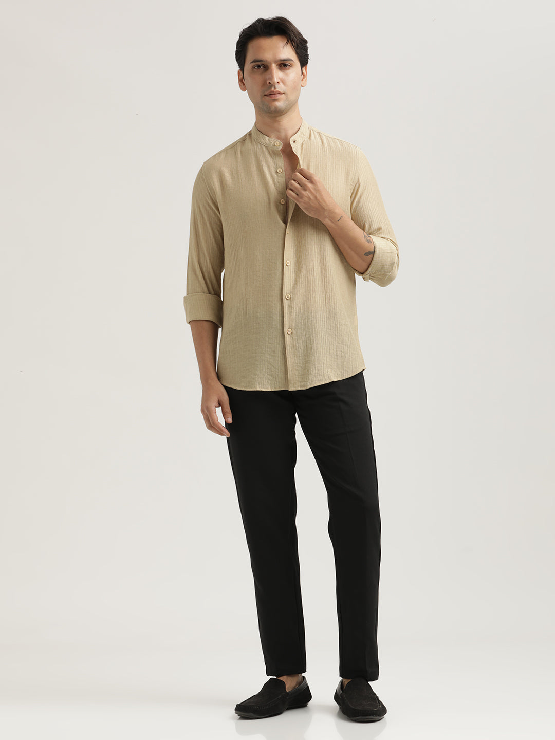 Textured Nylon Shirt Cream