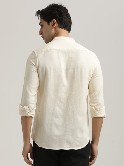 Self-Textured Cotton Shirt Cream