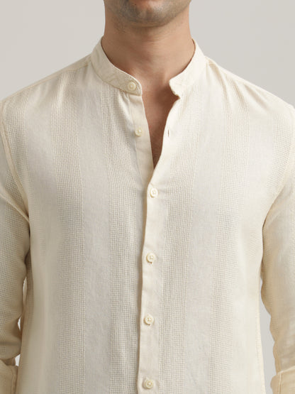 Self-Textured Cotton Shirt Cream